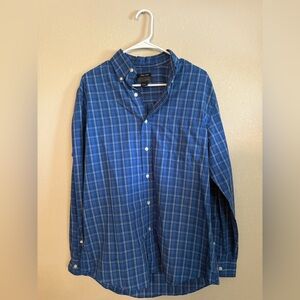 Saddlebred Easy Care Blue Checkered Button Down Men’s Long Sleeve Shirt M